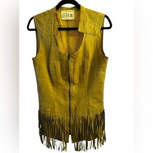 illia leather fringe vest size 6